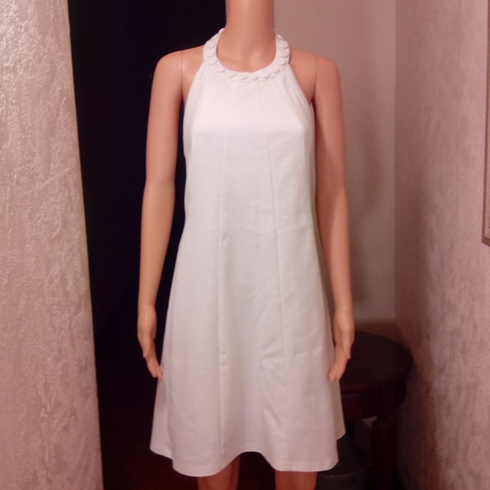 white polyester Spandex dress